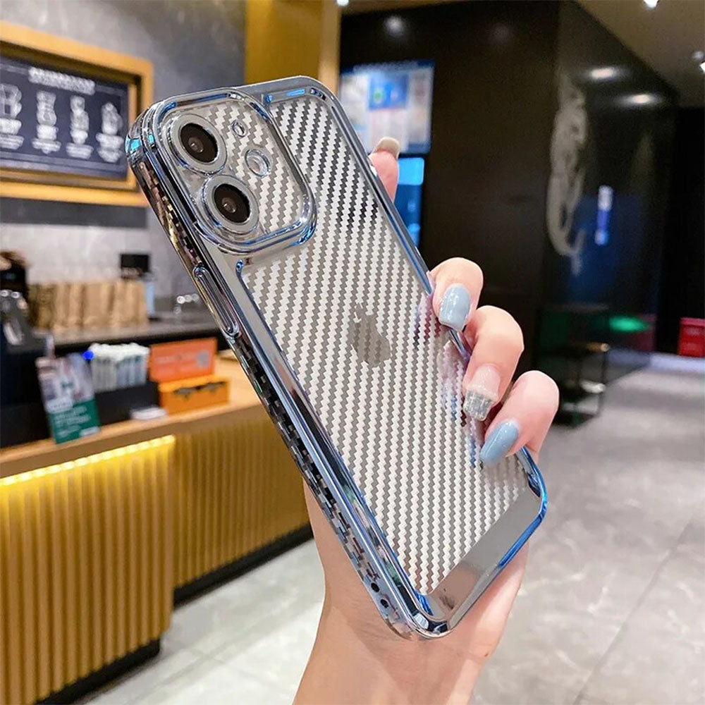 LuxuryKase Creative Plating Carbon Fiber Case Cover for iPhone