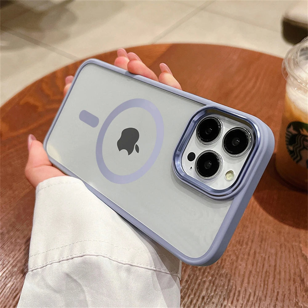 LuxuryKase LK096 Mag-Safe Magnetic Wireless Charging Lens Protector Case Cover for iPhone