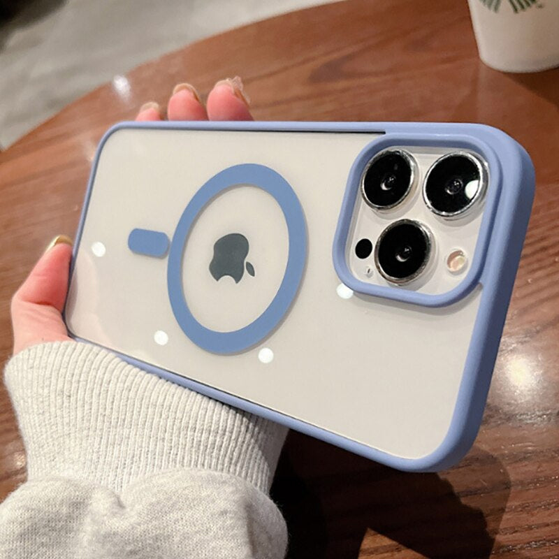 Luxurykase Clear Acrylic Case Compatible Mag-safe Magnetic Wireless Charging Cover For Iphone