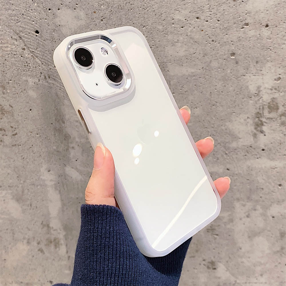Luxurykase Clear Matte Bumper Shockproof Case With Metal Camera Protection For Iphone