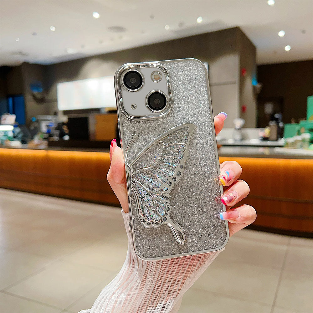 LuxuryKase LK099 Glitter Candy Electroplated Butterfly Lens Protection Case Cover For iPhone