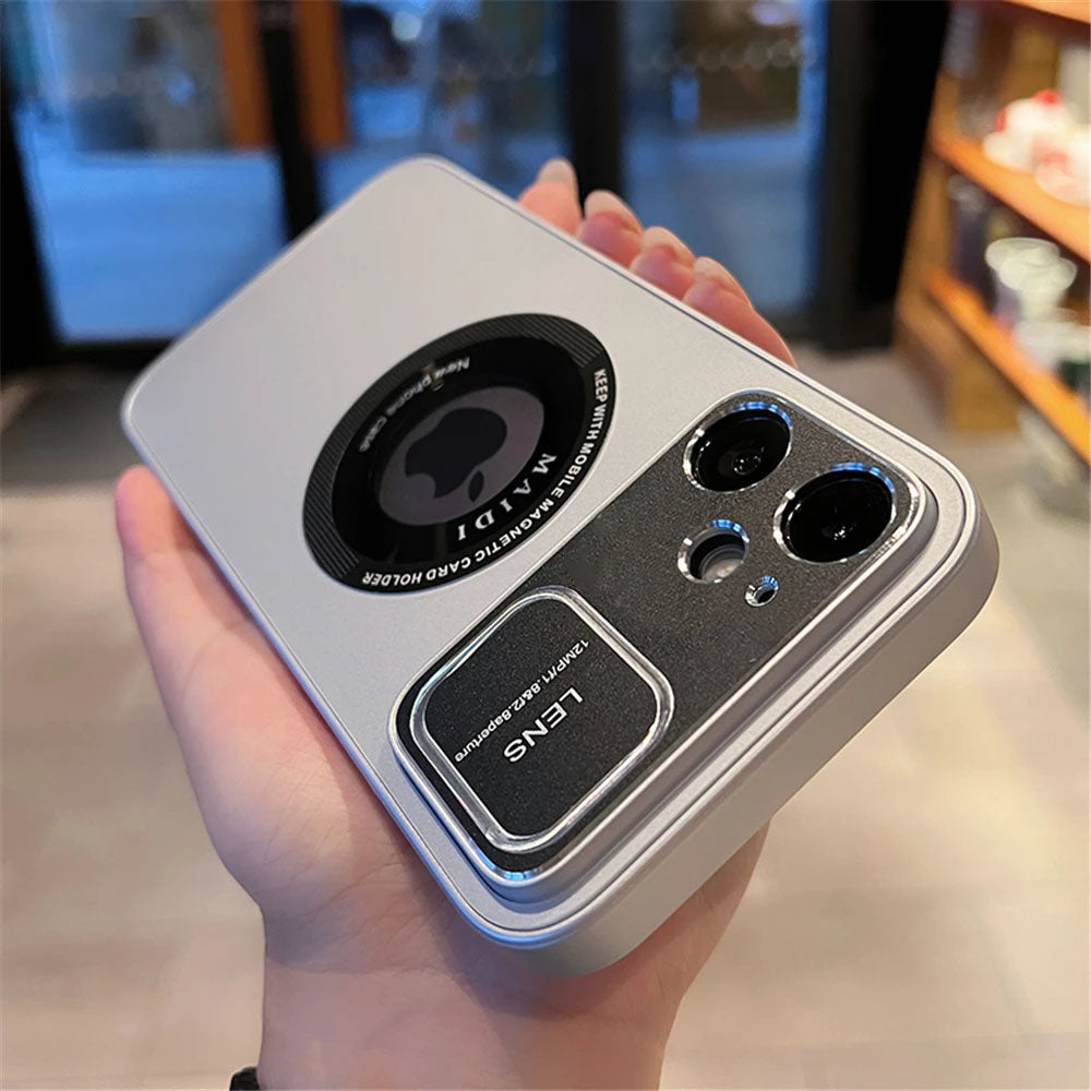 LuxuryKase LK109 Metal Camera Protection Magnetic Mag-Safe Wireless Charging Hard Armor Case Cover For Iphone