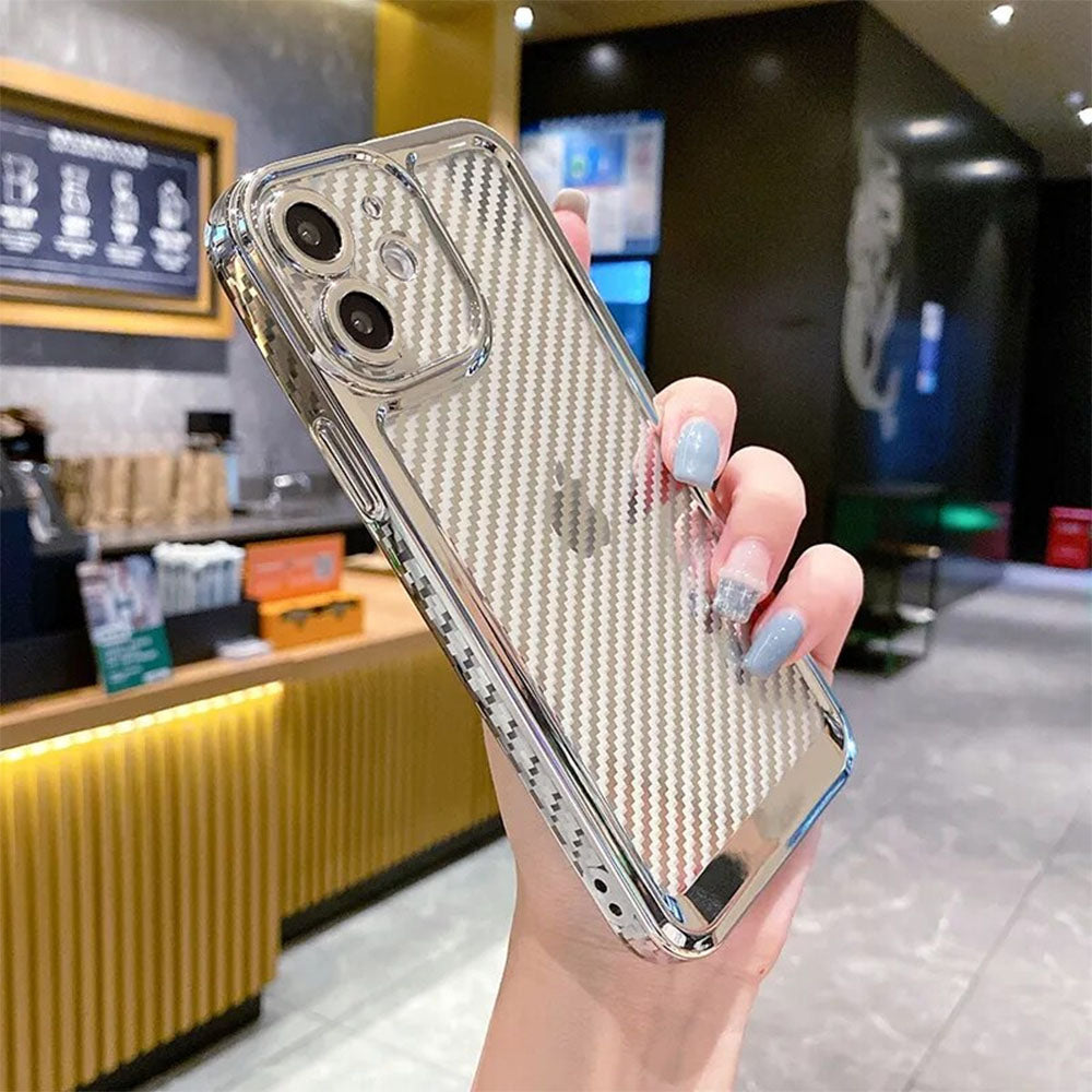 LuxuryKase Creative Plating Carbon Fiber Case Cover for iPhone