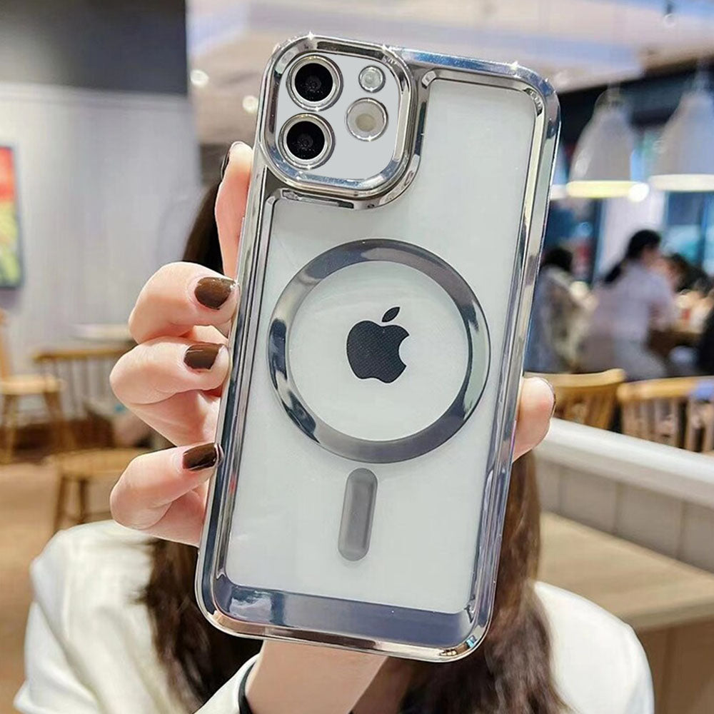 LuxuryKase Transparent Magnetic Soft Cover, Compatible With Mag-safe, Magnetic Wireless Charging, and Attachments For Iphone