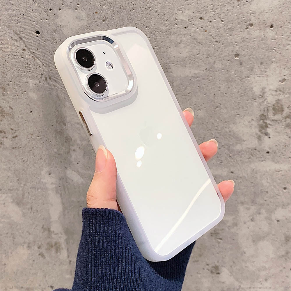 Luxurykase Clear Matte Bumper Shockproof Case With Metal Camera Protection For Iphone
