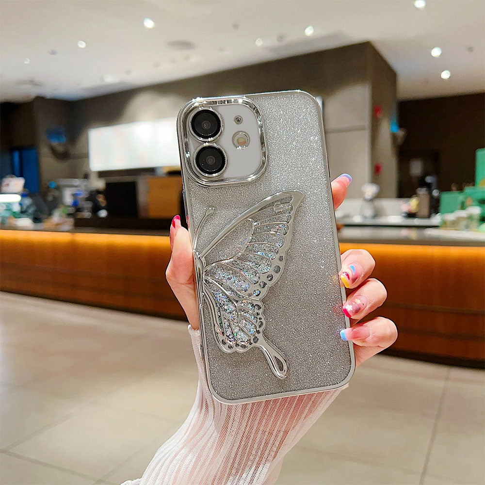 LuxuryKase LK099 Glitter Candy Electroplated Butterfly Lens Protection Case Cover For iPhone
