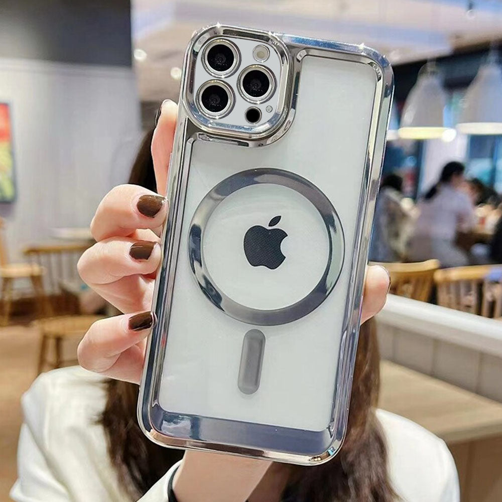 LuxuryKase Transparent Magnetic Soft Cover, Compatible With Mag-safe, Magnetic Wireless Charging, and Attachments For Iphone