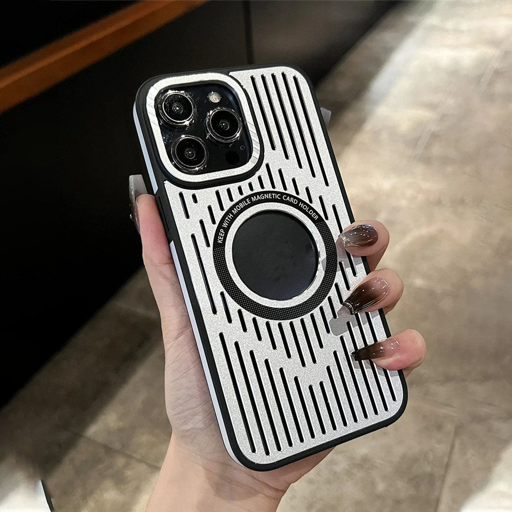 LuxuryKase LK094 Cooling Hollow Ultra Thin Metal Heat Dissipation Magnetic Mag-Safe Shockproof Case Cover For iPhone