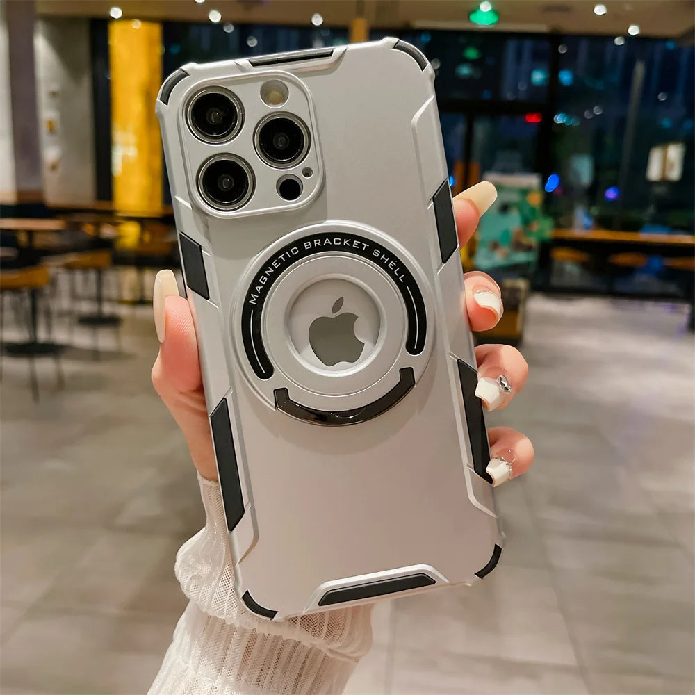 LuxuryKase LK105 Shockproof Magnetic Stand Wireless Charging Mag-Safe Case Cover for iPhone