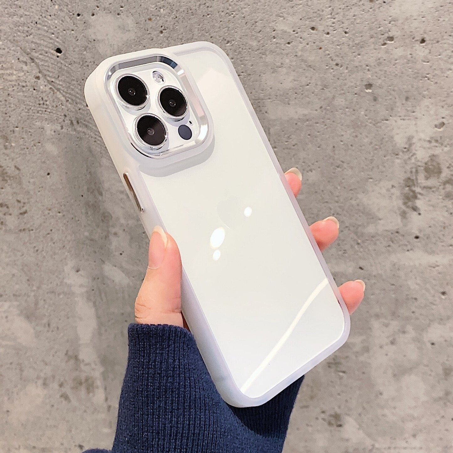 Luxurykase Clear Matte Bumper Shockproof Case With Metal Camera Protection For Iphone