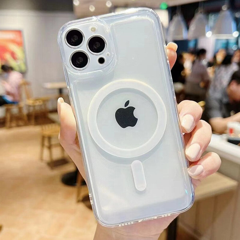 LuxuryKase Transparent Magnetic Soft Cover, Compatible With Mag-safe, Magnetic Wireless Charging, and Attachments For Iphone