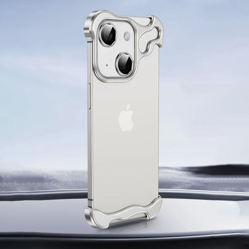 LuxuryKase LK114 Alien Titanium Alloy Corner Pads Bumper Upper And Bottom With Metal Lens Film Protection For iPhone 11 12 13 14 15 Plus Pro Max