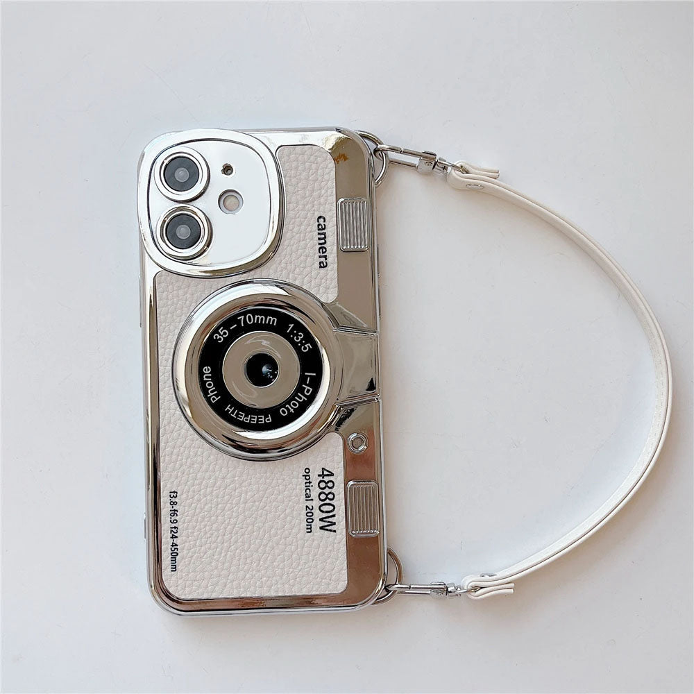LuxuryKase LK106 3D Japan Korean Leather Pattern Protective Case With Hand Strap Case Cover for iPhone