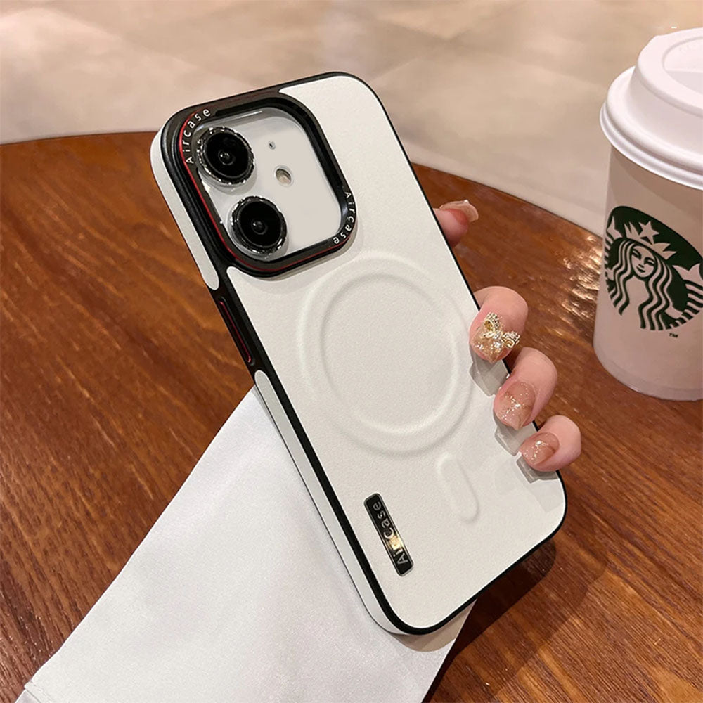 LuxuryKase LK116 Matte Leather Magnetic Mag-Safe Wireless Charging Shockproof Case For iPhone
