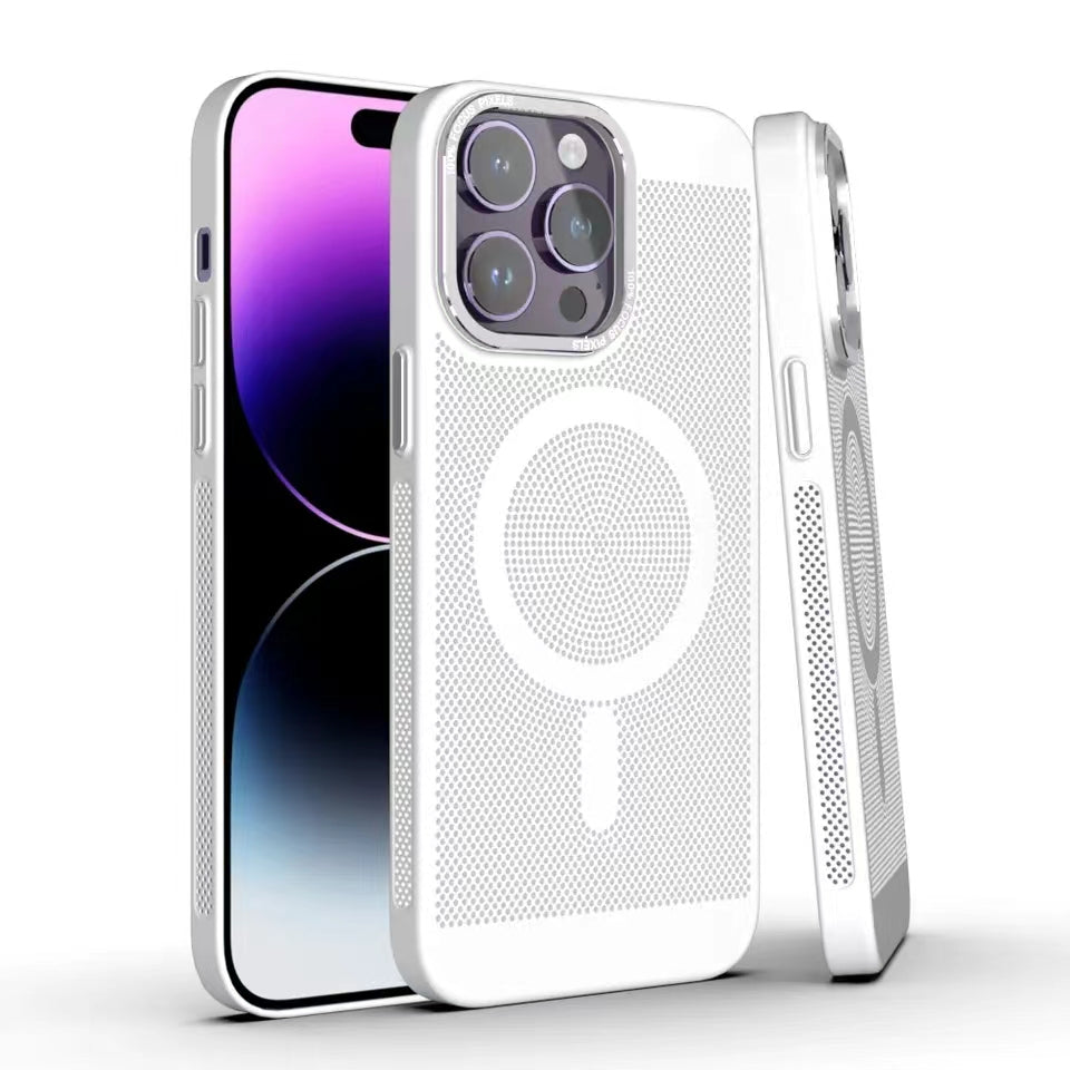 LuxuryKase LuxuryKase Ultra Slim Full Coverage Heat Sink Case with Honeycomb Mesh Effective Heat Dissipation Compatible Mag-Safe For Iphone
