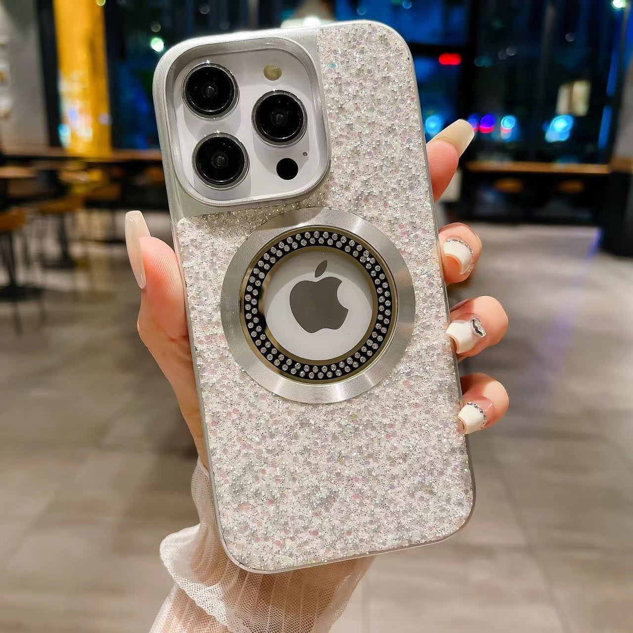 LuxuryKase LK083 Sparkling Powder Mag-Safe Wireless Charging Case for iPhone