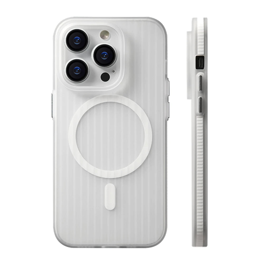 LuxuryKase LK115 Corrugated Pattern Non-slip Hard Bumper Mag-safe Magnetic Wireless Charge Matte Case For iPhone 12 13 14 15 Plus Pro Max