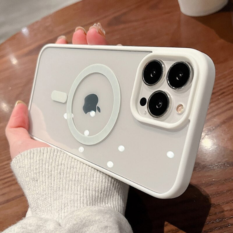 Luxurykase Clear Acrylic Case Compatible Mag-safe Magnetic Wireless Charging Cover For Iphone
