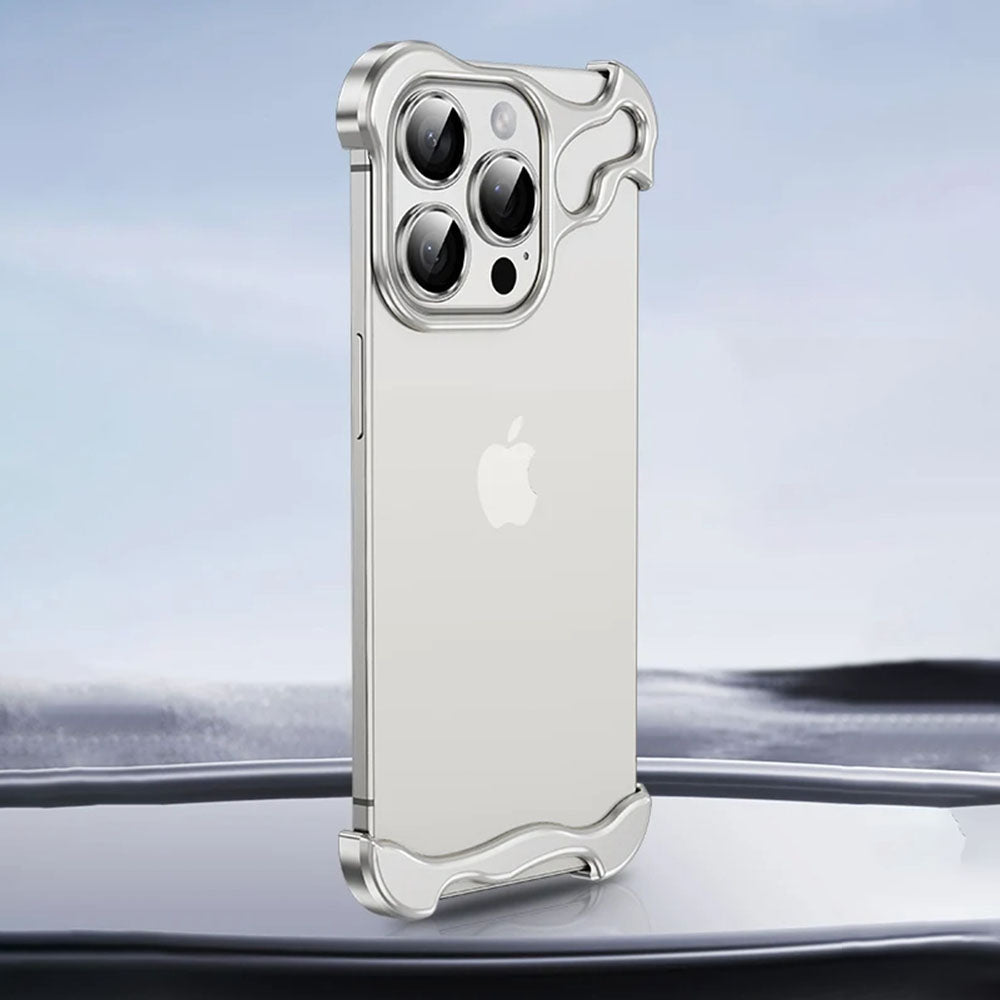 LuxuryKase LK114 Alien Titanium Alloy Corner Pads Bumper Upper And Bottom With Metal Lens Film Protection For iPhone 11 12 13 14 15 Plus Pro Max