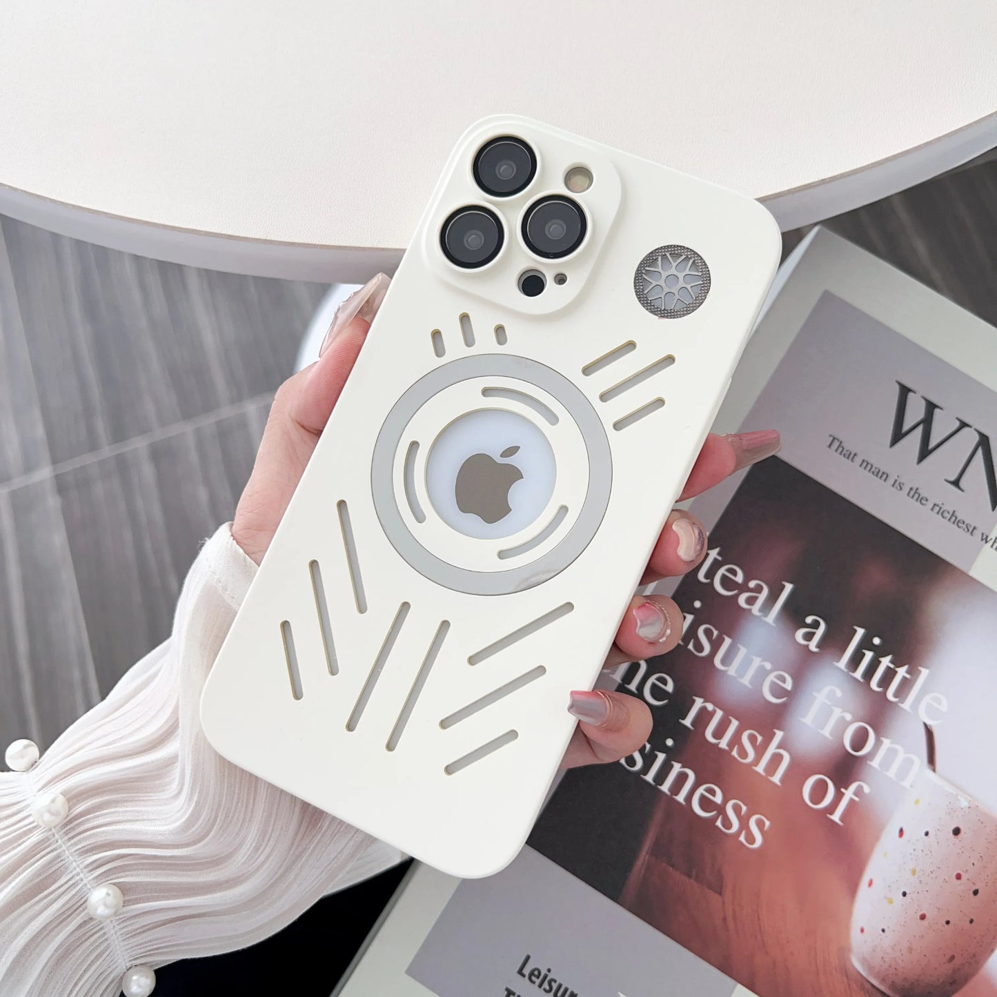 LuxuryKase Magnetic Heat Dissipation Cooling Breathable Mag-safe Matte Hard Case for iPhone