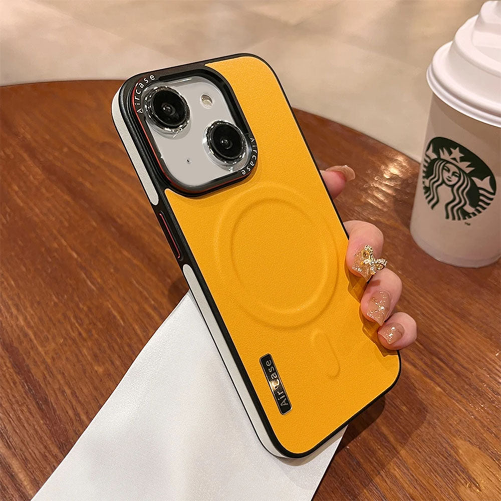 LuxuryKase LK116 Matte Leather Magnetic Mag-Safe Wireless Charging Shockproof Case For iPhone