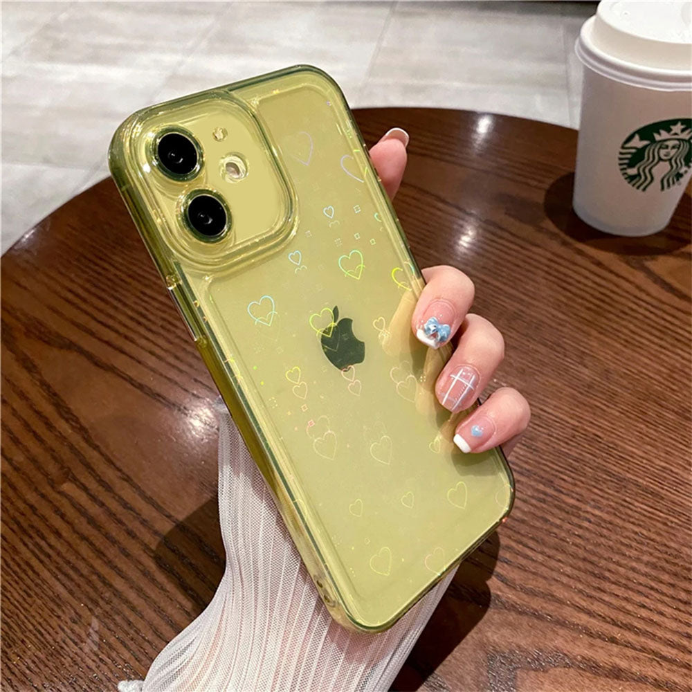 LuxuryKase LK121 3D Laser Glitter Love Heart Transparent Case For iPhone