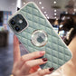 LuxuryKase Grid Glitter, Diamond Clear Logo, Jewelled Leather Case Cover For Iphone