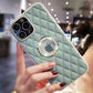LuxuryKase Grid Glitter, Diamond Clear Logo, Jewelled Leather Case Cover For Iphone